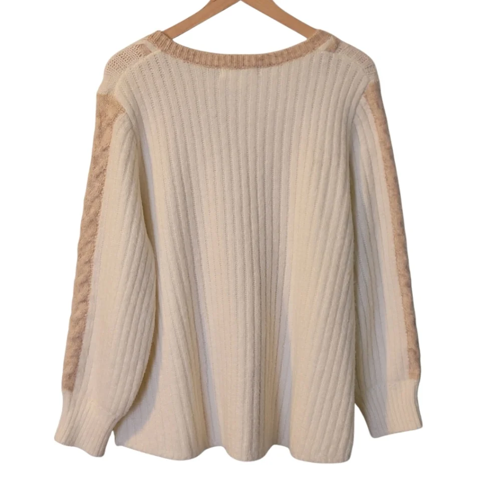 Skye’s The Limit‎ Woman Cable Knit V-Neck Sweater 1X